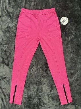 Capsulle Hot Pink Stretch Pants with Zipper Ankles Women's